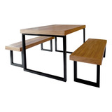 Conjunto Mesa Industrial Bernardo Ferragem Preta 2 Bancos