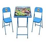 Conjunto Mesa Infantil Com 2 Cadeiras Dobrável Açomix Azul 