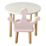 Conjunto Mesa Infantil Redonda C 1 Cadeira Coroa