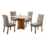 Conjunto Mesa Jantar 4 Cadeiras Tampo E Vidro Madeira Maciça