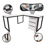 Conjunto Mesa L Gaveteiro Design Moderno Escolha Sua Cor