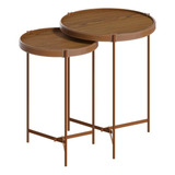 Conjunto Mesa Lateral Aqua Imcal Freijo Cobre Redonda