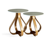 Conjunto Mesa Lateral De Canto Pés Cebola Espelhada