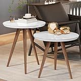 Conjunto Mesa Lateral Sofá Sala Pés Palito Branco
