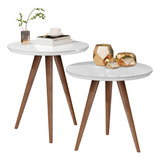 Conjunto Mesa Lateral Sofá Sala Pés Palito