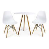 Conjunto Mesa Mdf 60cm Redonda 2 Cadeiras Eiffel Sala