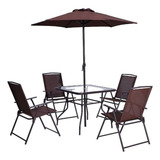 Conjunto Mesa Menorca 4 Cadeiras Guarda Sol Varanda jardim