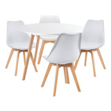 Conjunto Mesa Redonda Leda 90cm 04 Cadeiras Leda Ergonomicas