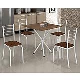 Conjunto Mesa Rendonda 4 Cadeiras Imbuia Rio Móveis Teixeira Branco Marrom Imbuia