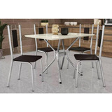 Conjunto Mesa Sala Jantar Loire Tampo Madeirado C Vidro 80