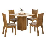 Conjunto Mesa Tampo Giratório 8 Cadeiras Cedro off White