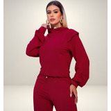 Conjunto Moletinho Básico Confortável Inverno Frio Feminino
