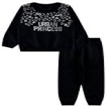 Conjunto Moletom Bebe Infantil Felpudo Blusa E Calça Preto Menina 1 ANO 
