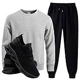 Conjunto Moletom Blusa E Calça Tênis De Corrida Masculino Academia PretoCinza Preto GG 42