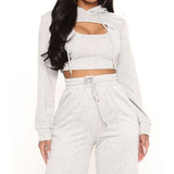 Conjunto Moletom Feminino Pantalona Cropped P g3 Plus Size