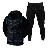 Conjunto Moletom Jaqueta Slim Blusa De Frio E Calça Jogger