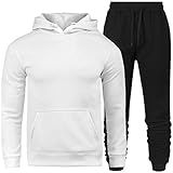 Conjunto Moletom Masculino Blusa Branca Com Calça Masculina Preta