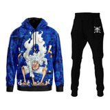 Conjunto Moletom One Piece Monkey Luffy Nika Gear 5 Blusa