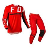 Conjunto Motocross Calça Camisa Fox 360 Merz Vermelho