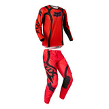 Conjunto Motocross Trilha Calça Camisa Fox 180 Venz Vermel