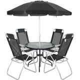 Conjunto Noronha 4 Cadeiras Em Aluminio Mesa G sol Preto