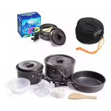 Conjunto Panelas Camping Outdoor Ds 300 Compacto 10 Pçs