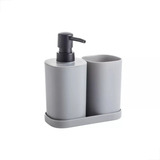 Conjunto Para Banheiro C 3pçs Quadrado Mood Dispenser Cinza