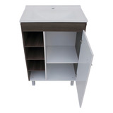 Conjunto Para Banheiro Sophia Com Pés Fabribam Gabinetes Cor Do Móvel Branco E Carvalho