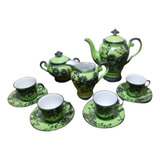 Conjunto Para Café Em Porcelana Real Cor Verde