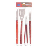 Conjunto Para Churrasco 4 Peças Inox Cabos Compridos Mor