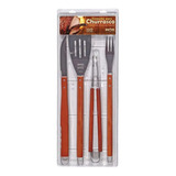 Conjunto Para Churrasco 4 Peças Mor Cabo Madeira Envio Hoje