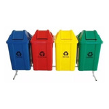 Conjunto Para Coleta Seletiva 100l C 4 Lixeiras Com Suporte