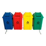 Conjunto Para Coleta Seletiva 100l C 4 Lixeiras Com Suporte