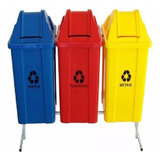 Conjunto Para Coleta Seletiva Com 3 Cestos De 100l C Suporte