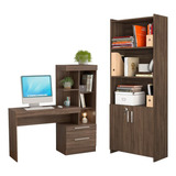 Conjunto Para Escritório 2 Peças Com Mesa E Armário Nogal No