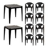 Conjunto Para Jantar Com 2 Mesas Diamond E 8 Poltronas 182kg