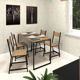 Conjunto Para Jantar Mesa 120x60 4 Cadeiras Industrial
