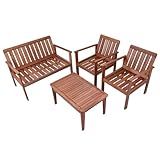 Conjunto Para Jardim Com 1 Sofá 2 Poltronas 1 Mesa De Centro Madeira Maciça Madeira
