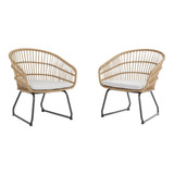 Conjunto Para Jardim Rústico Cadeiras Rattan E Alumínio