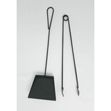 Conjunto Para Limpeza De Lareira 2 Peças Em Ferro Cor Preto