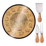 Conjunto Para Queijo 4 Peças E Tábua Em Madeira Euro Design