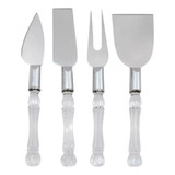 Conjunto Para Queijo 4 Peças Em Inox Com Cabo Em Acrilico Cor Acrílico Com Inox