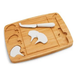 Conjunto Para Queijo 5 Peças Tábua Faca Espetos De Cerâmica