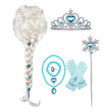 Conjunto Peruca Elsa Frozen Fantasia Menina