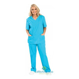 Conjunto Pijama Cirúrgico Feminino Azul Caribe