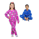 Conjunto Pijama Flanelado Moletom Em Algodão Infantil 1 Ao 3