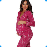 Conjunto Pijama Gestante Amamentação Estrelinha Maternidade