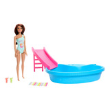 Conjunto Piscina Glam Com Boneca Barbie Com Maiô Verde