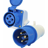Conjunto Plug Tomada 3p t 32a Azul Industrial Jng
