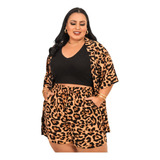 Conjunto Plus Size Kimono E Short